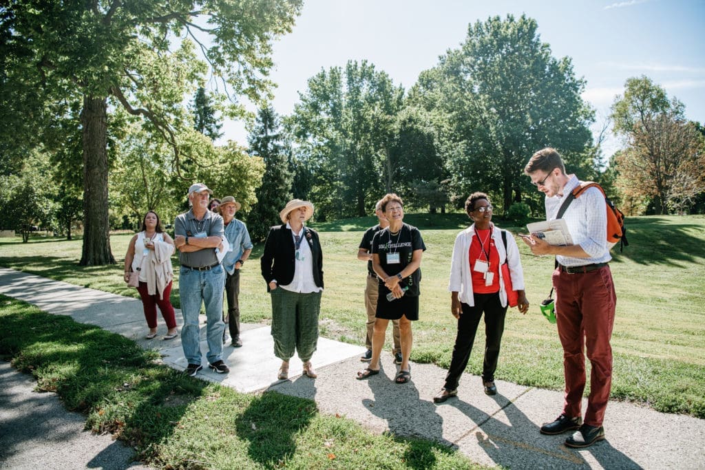 Image of our walking College members in Ohio, standing outside on a beautiful day