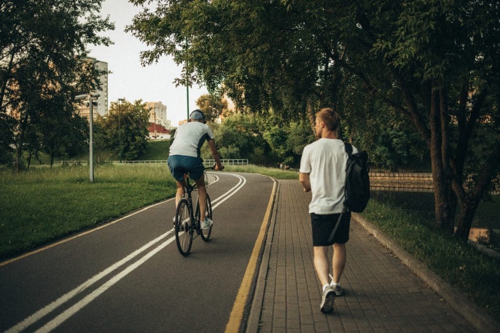 Walkable communities using sidewalks and bike paths