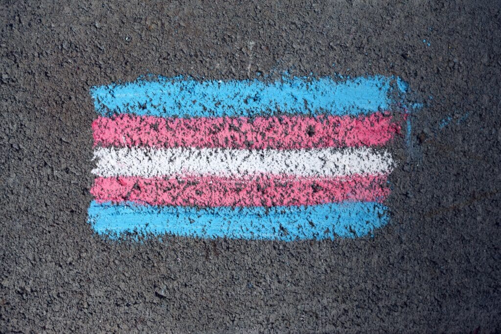 Trans flag drawn on sidewalk