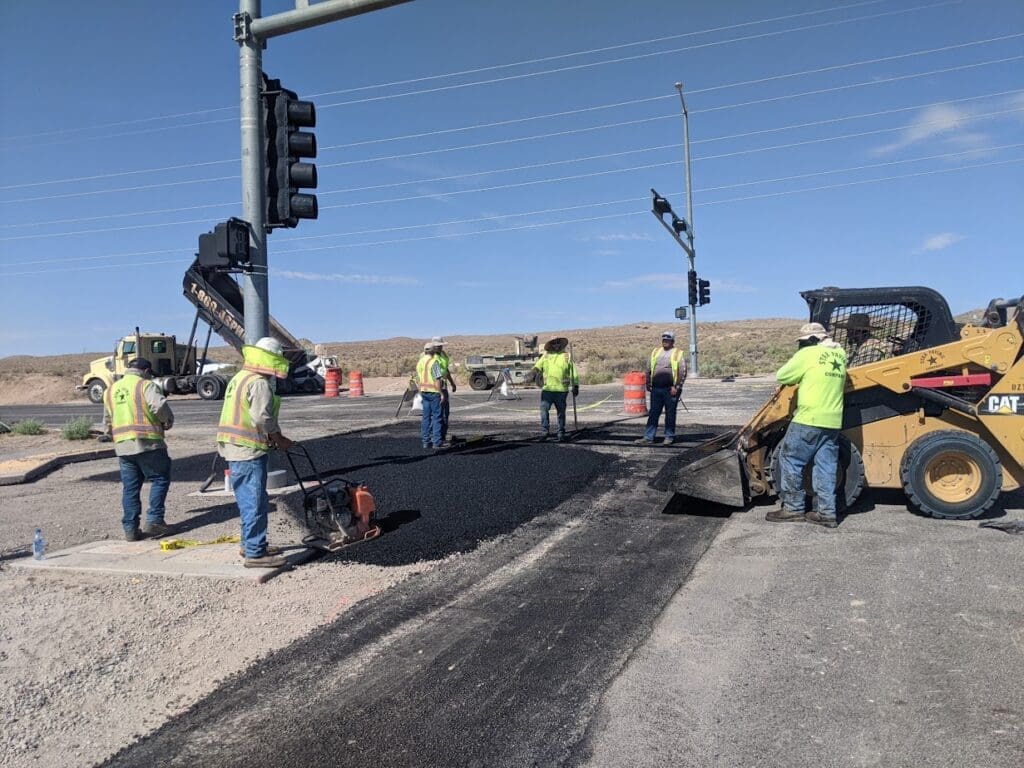 Road work being done at road intersection