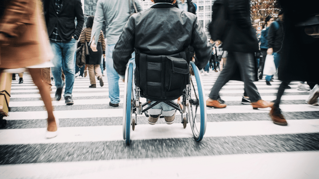 Wheelchair in crosswalk