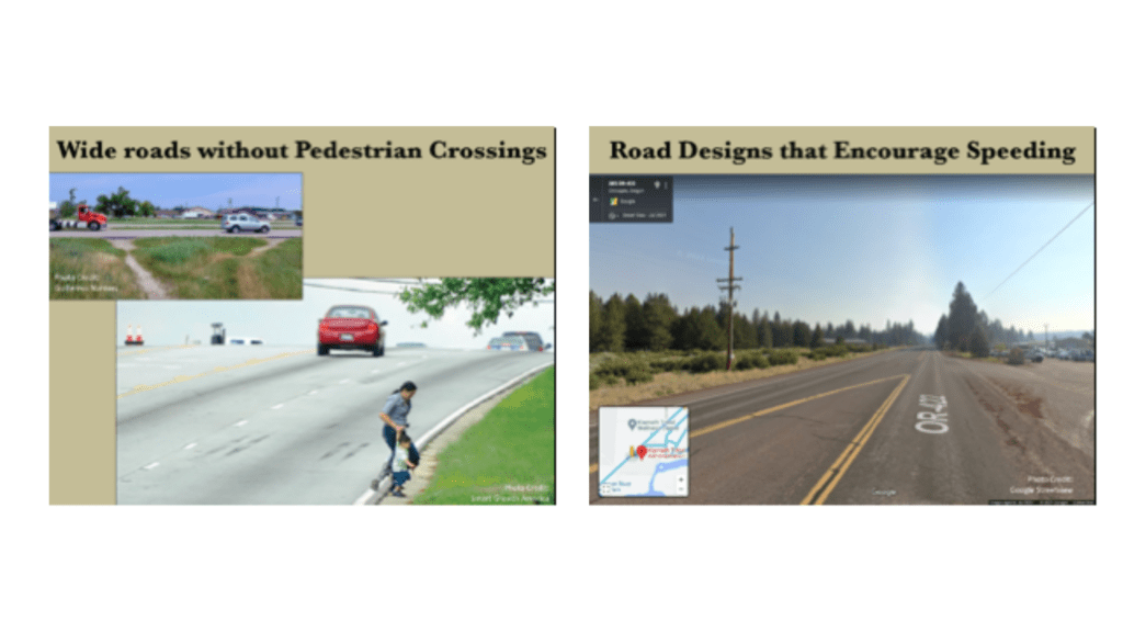 Road design graphics and how it impacts pedestrians