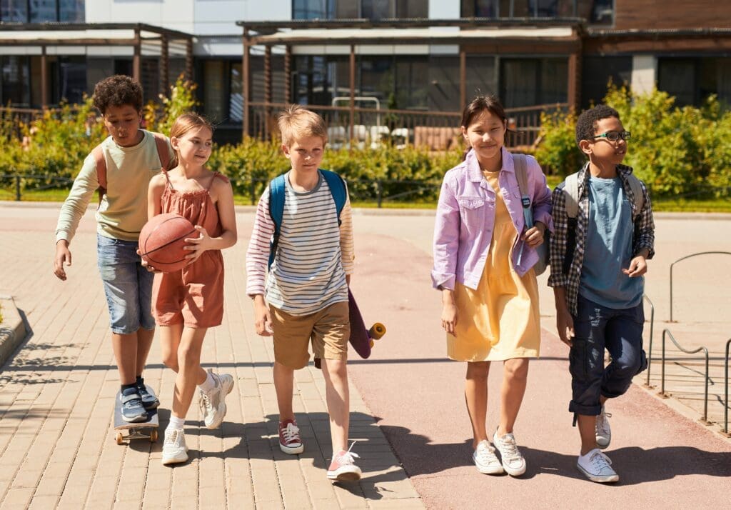 Kids walking together