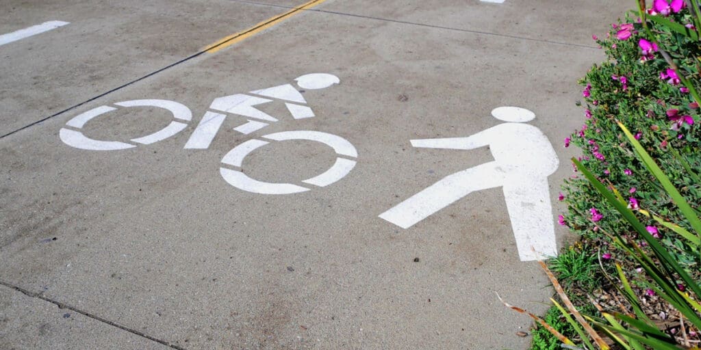 Crosswalk and bike line